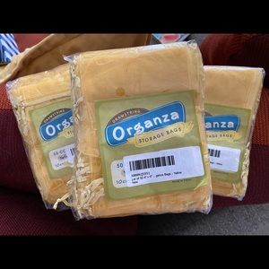 Yellow drawstring storage bags